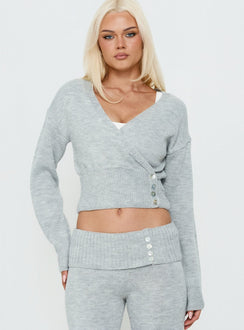 Odeline Wrap Knit Jumper Grey Marle