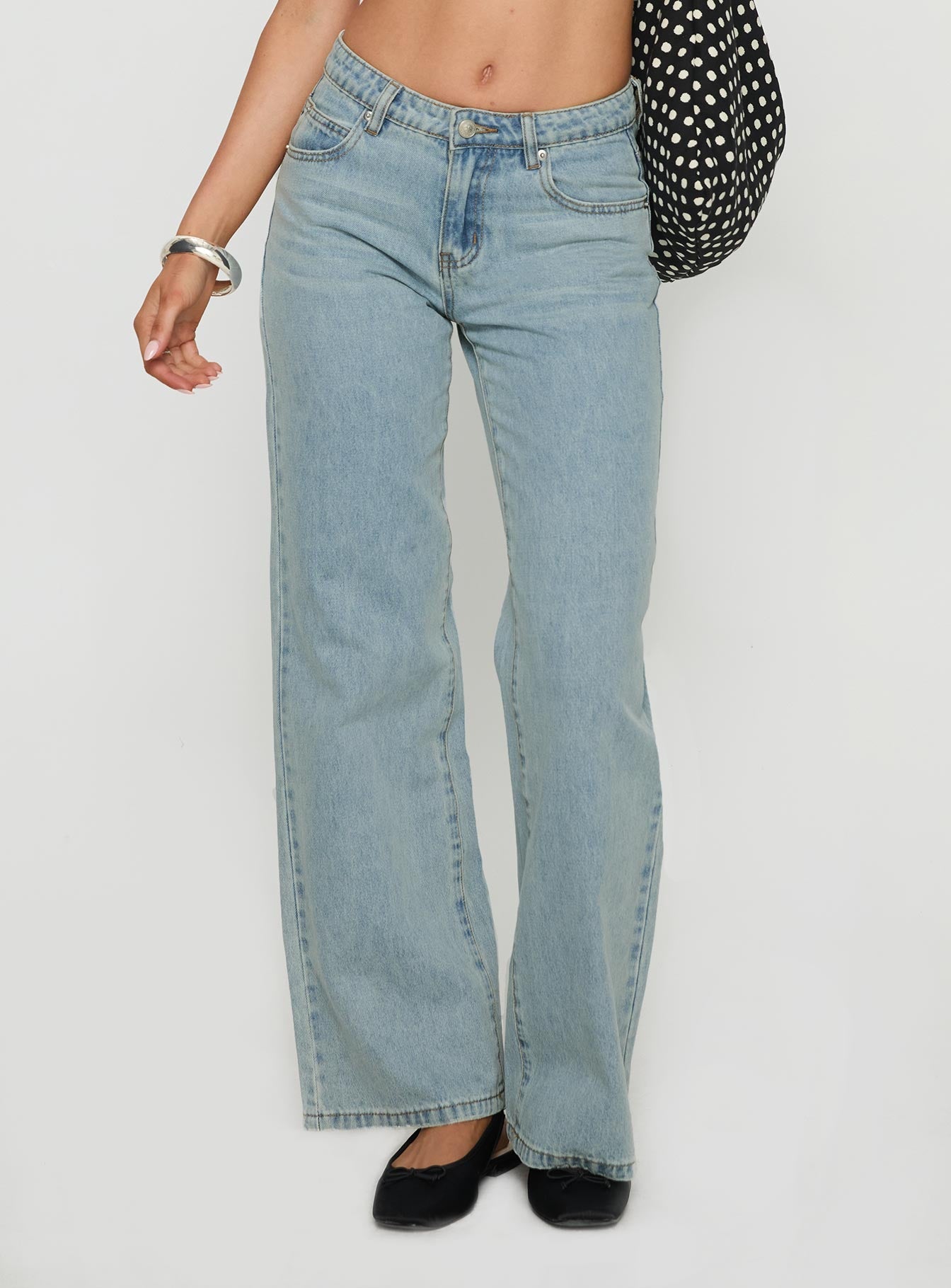 West End Girl Mid Rise Straight Leg Jeans Light Blue Wash