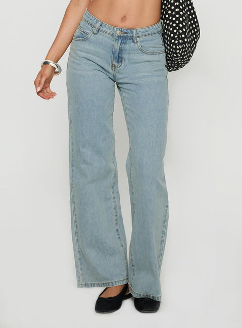 West End Girl Mid Rise Straight Leg Jeans Light Blue Wash