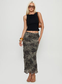   front view of model wearing Princess Polly Kathrynne Maxi Skirt Animal Maxi Skirts 