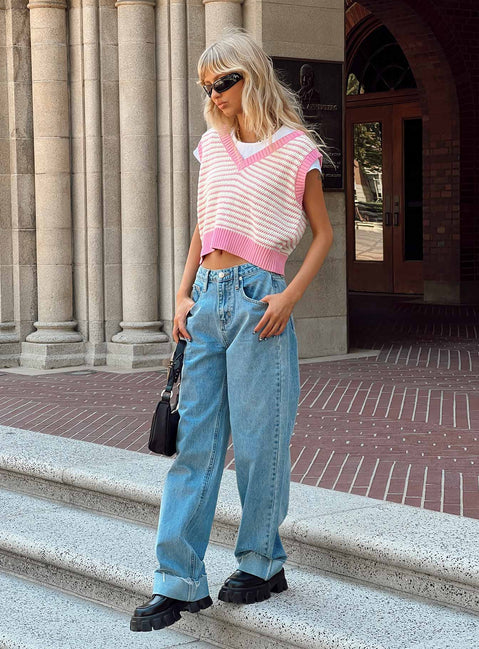 product Princess Polly High Waisted  Ollie Straight Leg Jean Mid Wash Denim