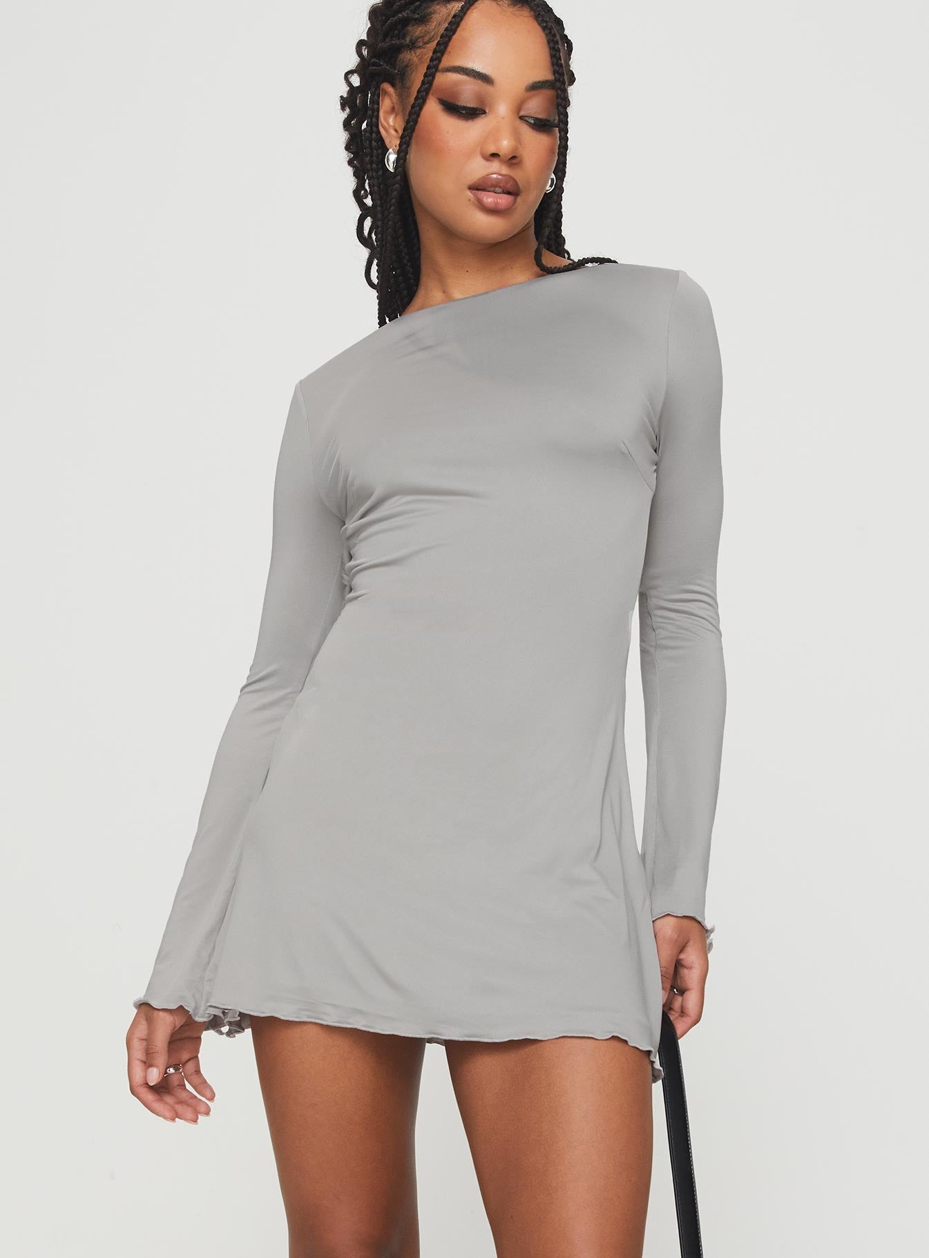 Arthars Long Sleeve Mini Dress Charcoal