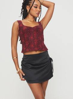   front view of model wearing Princess Polly Ambrosia Mini Skirt Black Mini Skirts 