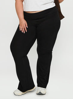 back view of model wearing Princess Polly Movement Yoga Pant Black Curve High Waisted Pants 