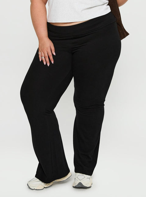 back view of model wearing Princess Polly Movement Yoga Pant Black Curve High Waisted Pants 