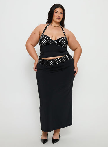 Norelle Halter Set Black Polka Curve