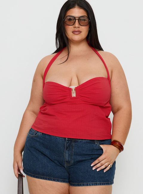 Isabetta Halter Top Red Curve