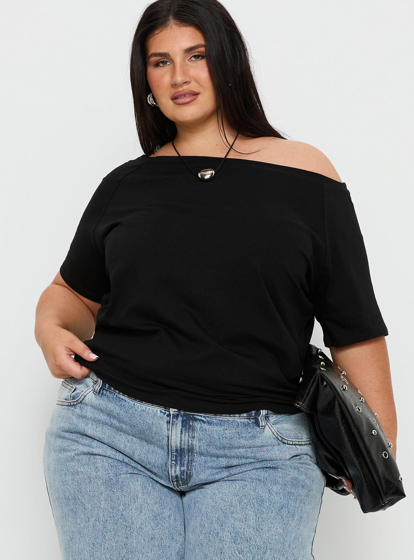 Icon Baby Off Shoulder Top Black Curve