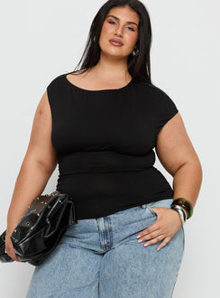 Emelyne Cinched Waist Top Black Curve