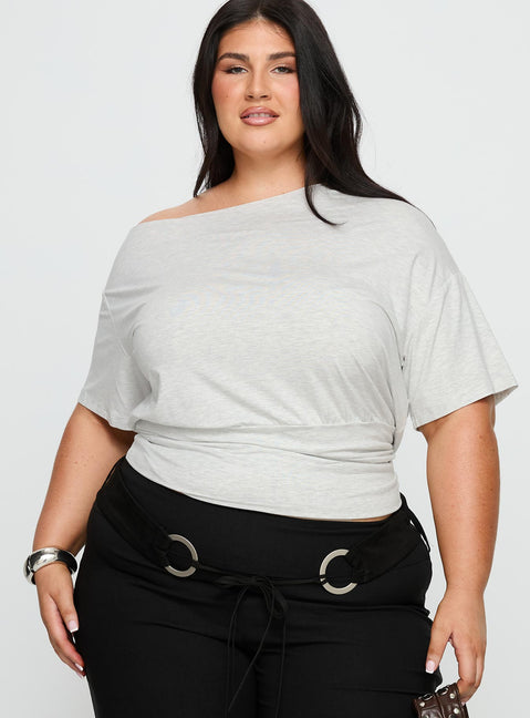 Ashlinn Off Shoulder Drapey Top Grey Curve