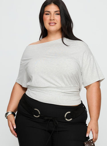 Ashlinn Off Shoulder Drapey Top Grey Curve