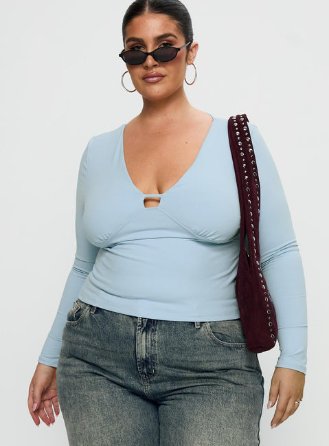 Sold On You Long Sleeve Top Blue Curve