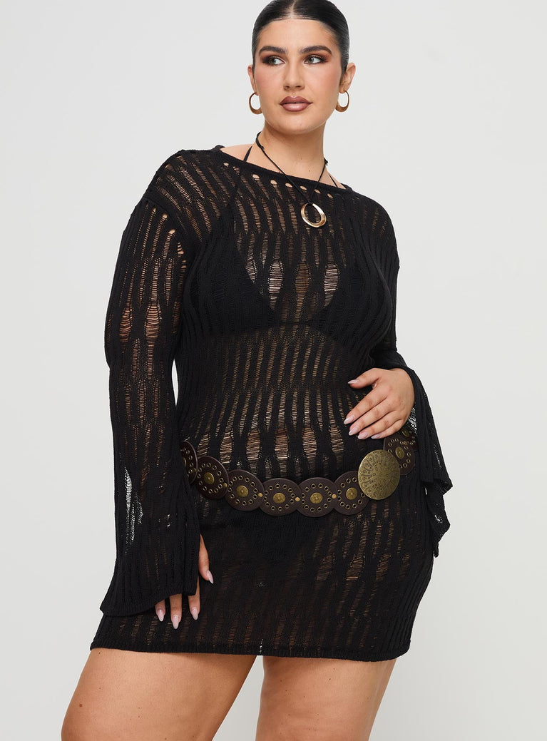 Black Long sleeve dress sheer knit