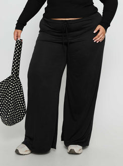 Gavrielle Jersey Wide Leg Pants Black Curve