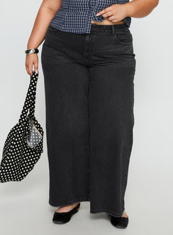 Serenitia Mid Rise Relaxed Jeans Washed Black Curve