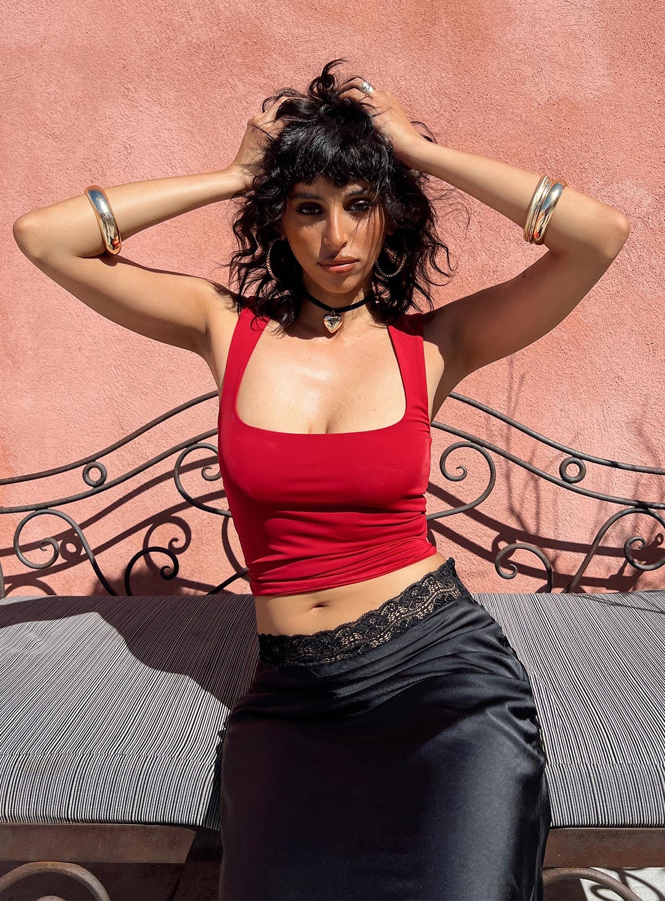 product Princess Polly Sleeveless Square Neck  Back In Time Top Red