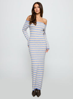 Korra Long Sleeve Maxi Dress Blue Stripe