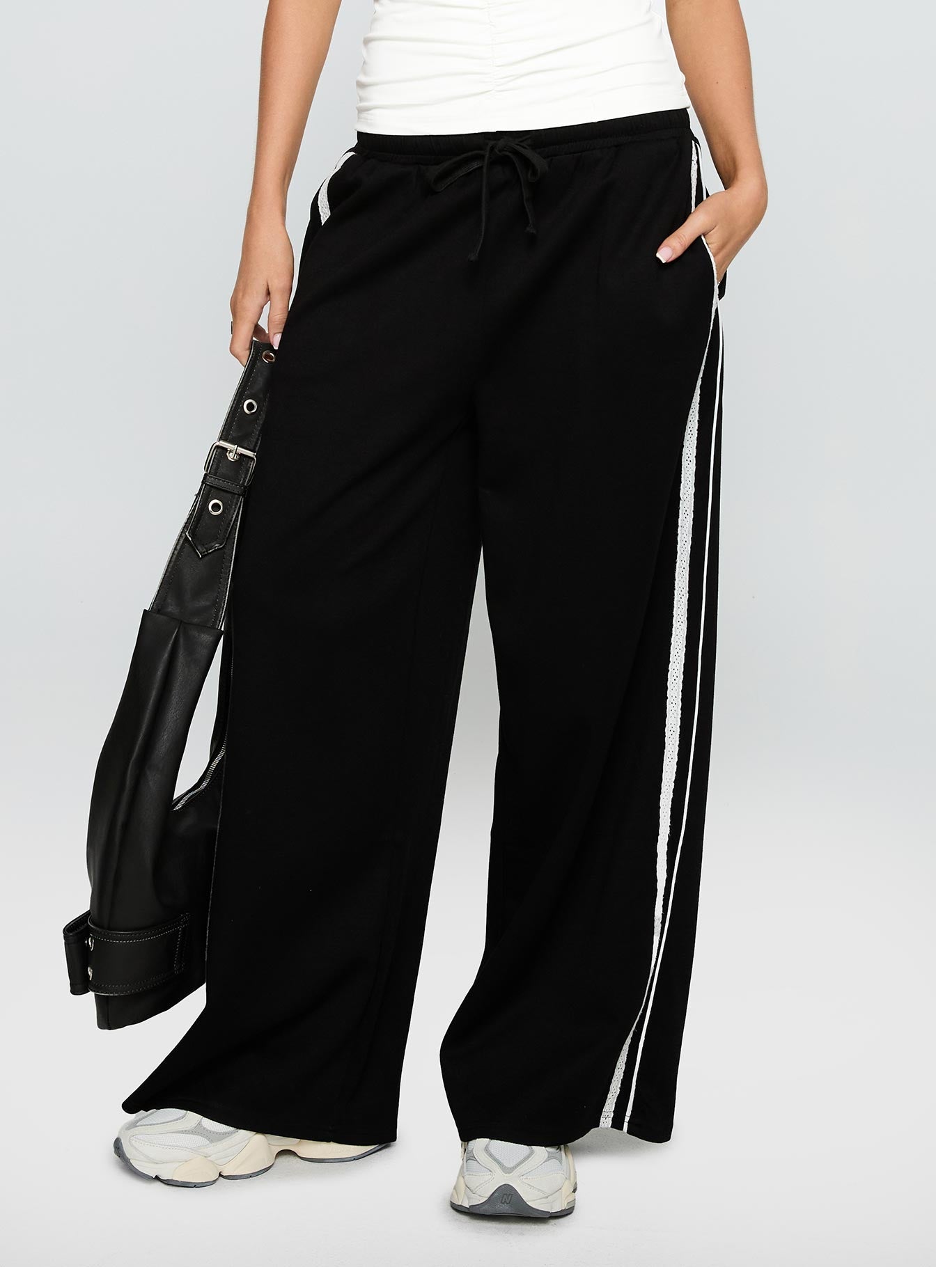 Expedition Wide Leg Track Pants Black