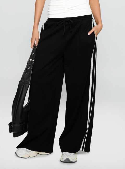 Expedition Wide Leg Track Pants Black