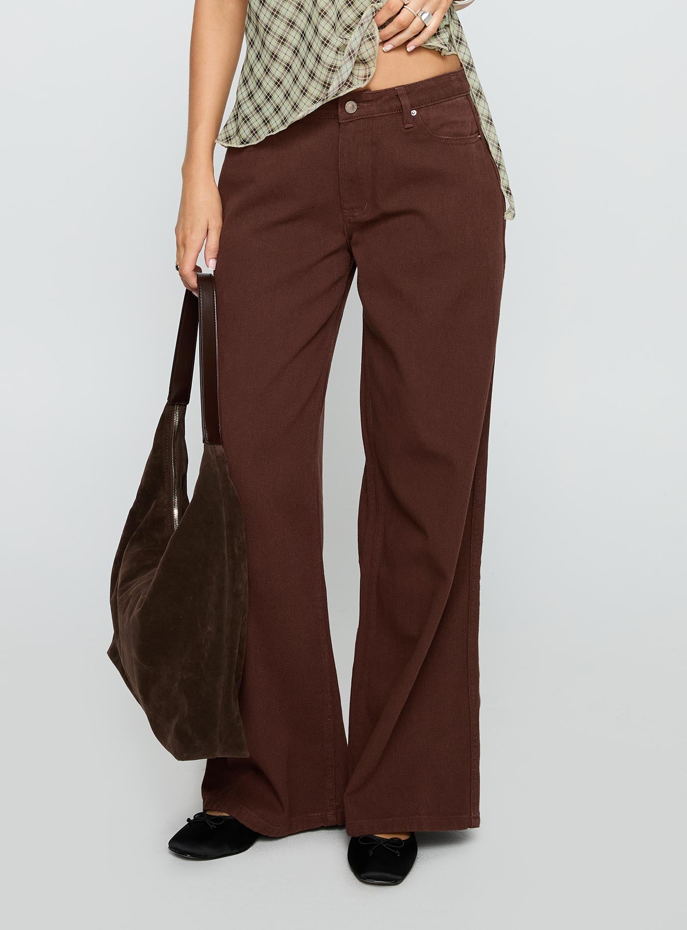 Ramos Low Rise Wide Leg Jeans Brown