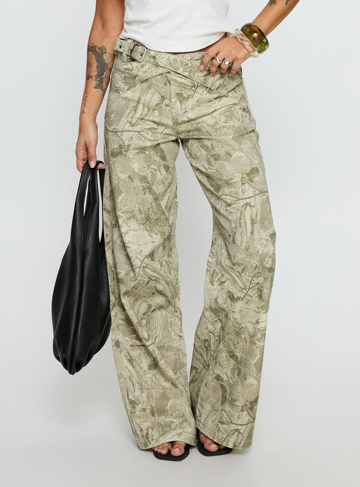 Mckinley Mid Rise Wide Leg Jeans Camouflage Petite