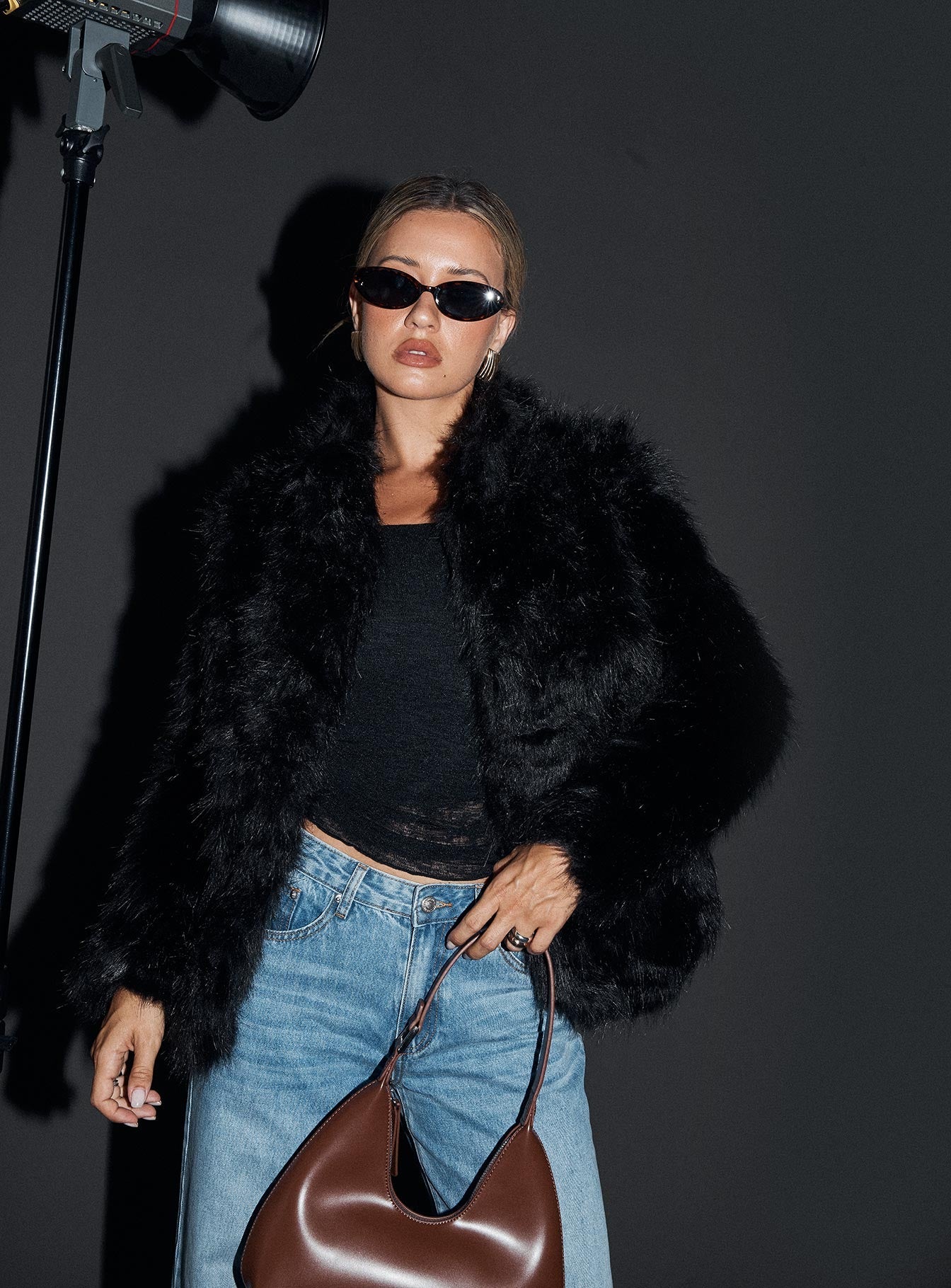 Bada Bing Faux Fur Jacket Onyx