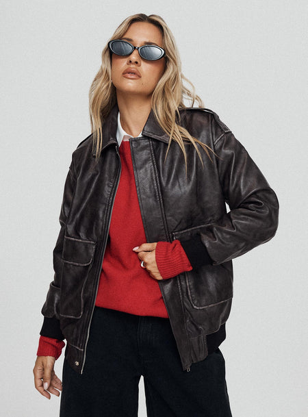 Faux leather jacket  Oversized fit, button & zip fastening at front, classic collar, four hip pockets, elasticated hem & cuffs Non-stretch material, fully lined 