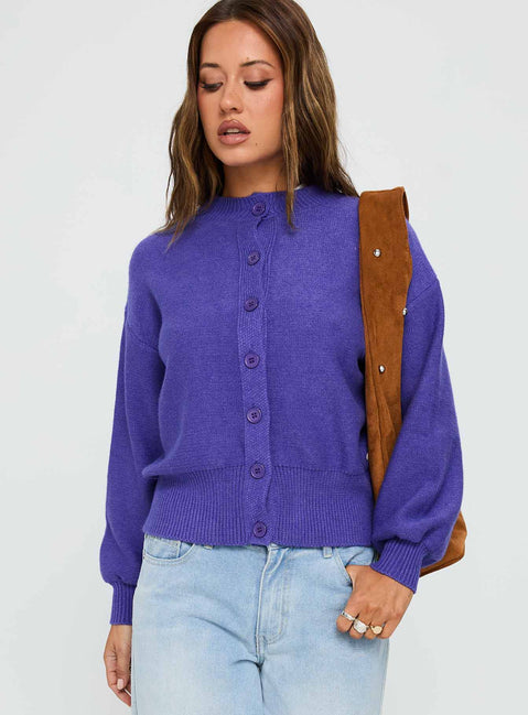 Get Going Knit Cardigan Purple