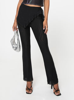 Low rise mesh pants Thin elasticated waistband, frill detail