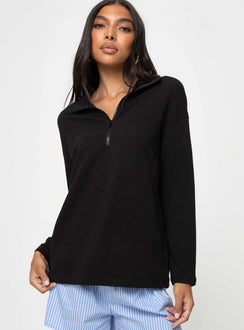 Quarter zip sweater Drop shoulder, zip fastening at front