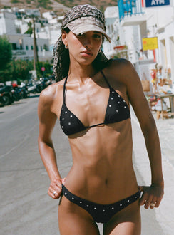 Jenner Triangle Studded Bikini Top Black