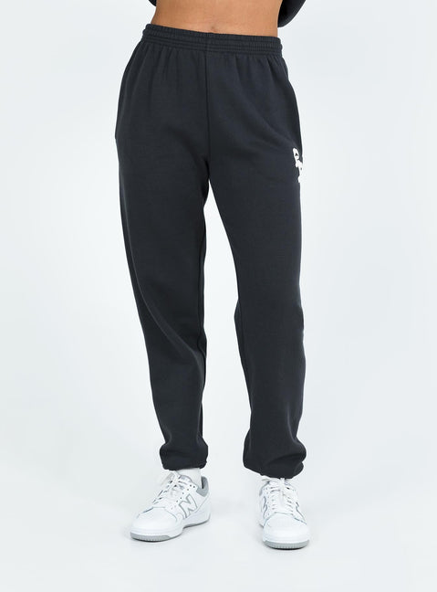 Pants Elasticated waist and cuffs Twin hip pockets Straight leg Good stretch