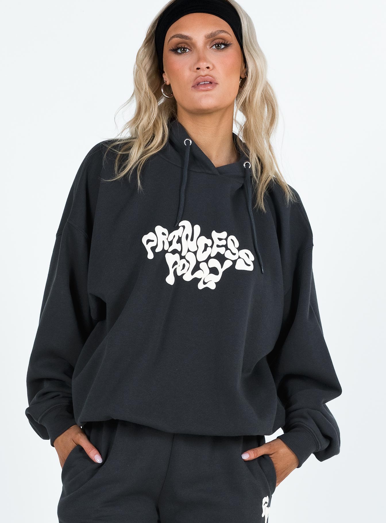 Hoodie Graphic print Drawstring hood Ribbed cuffs and waistband Drop shoulder