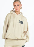 Hoodie Graphic print Drawstring hood Ribbed cuffs and waistband Drop shoulder