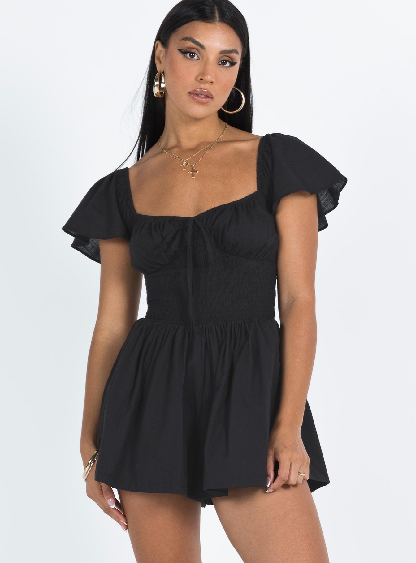 Front Row Playsuit Black