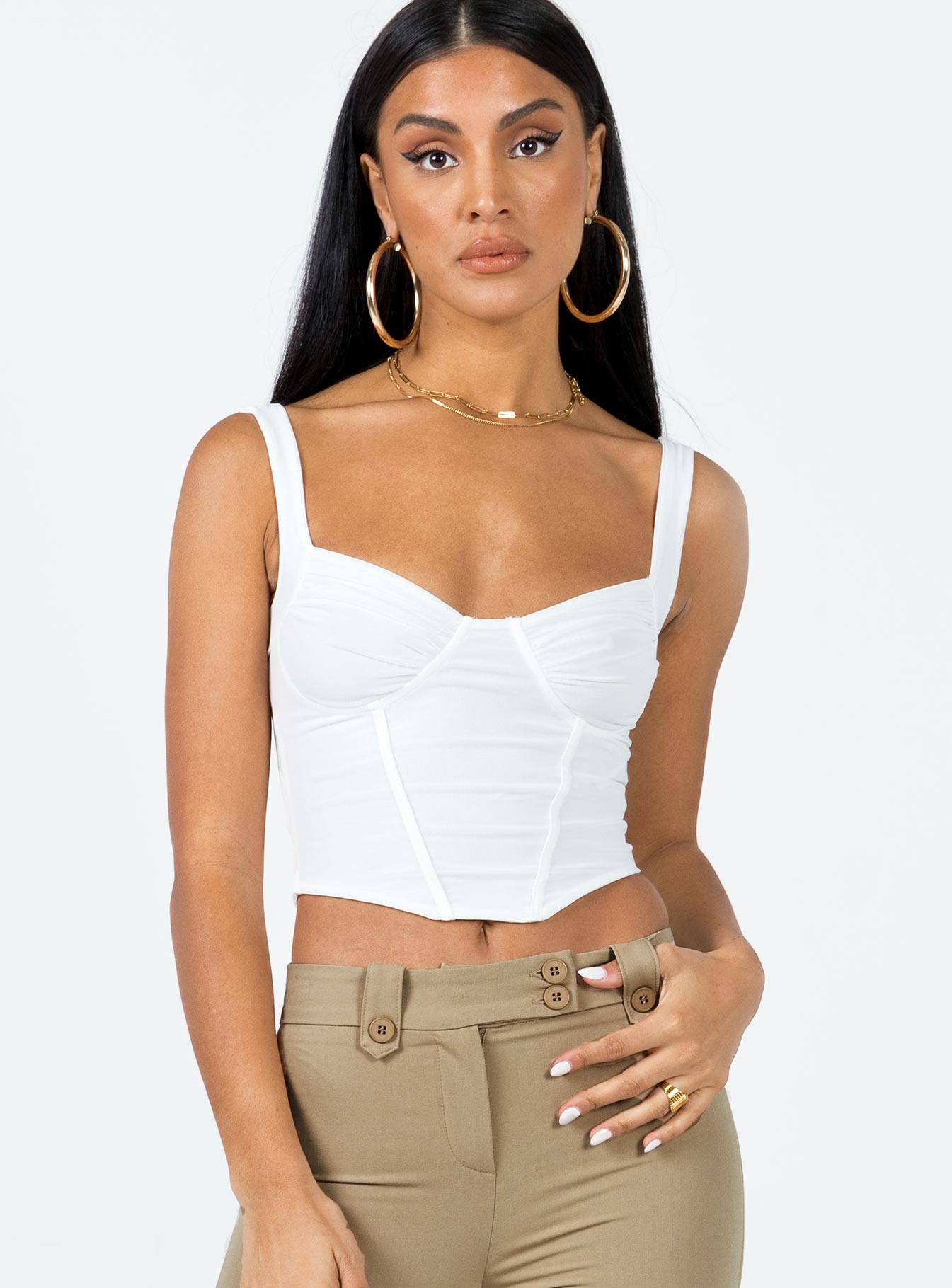 product Princess Polly Sleeveless Square Neck  Bruna Top White Low Impact