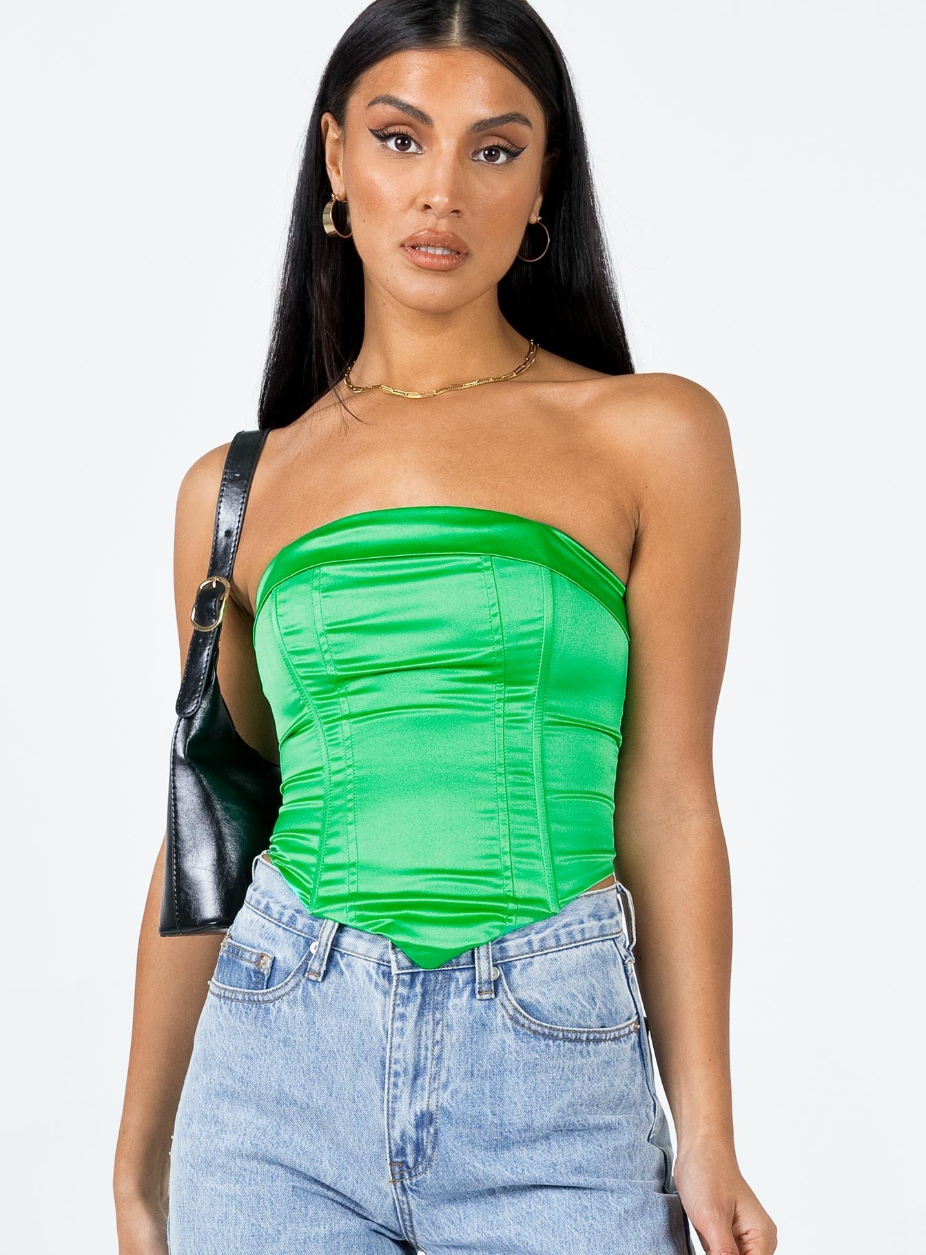 product Princess Polly Sleeveless Square Neck  Daris Strapless Top Green