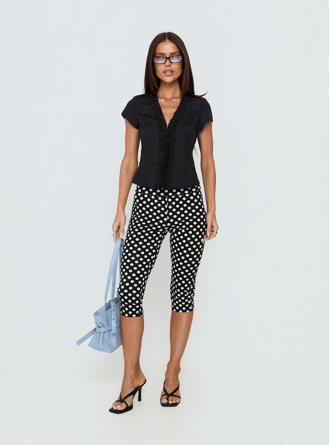 Isadonna Capri Pants Black Polka Dot