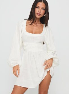 Weyes Long Sleeve Mini Dress White