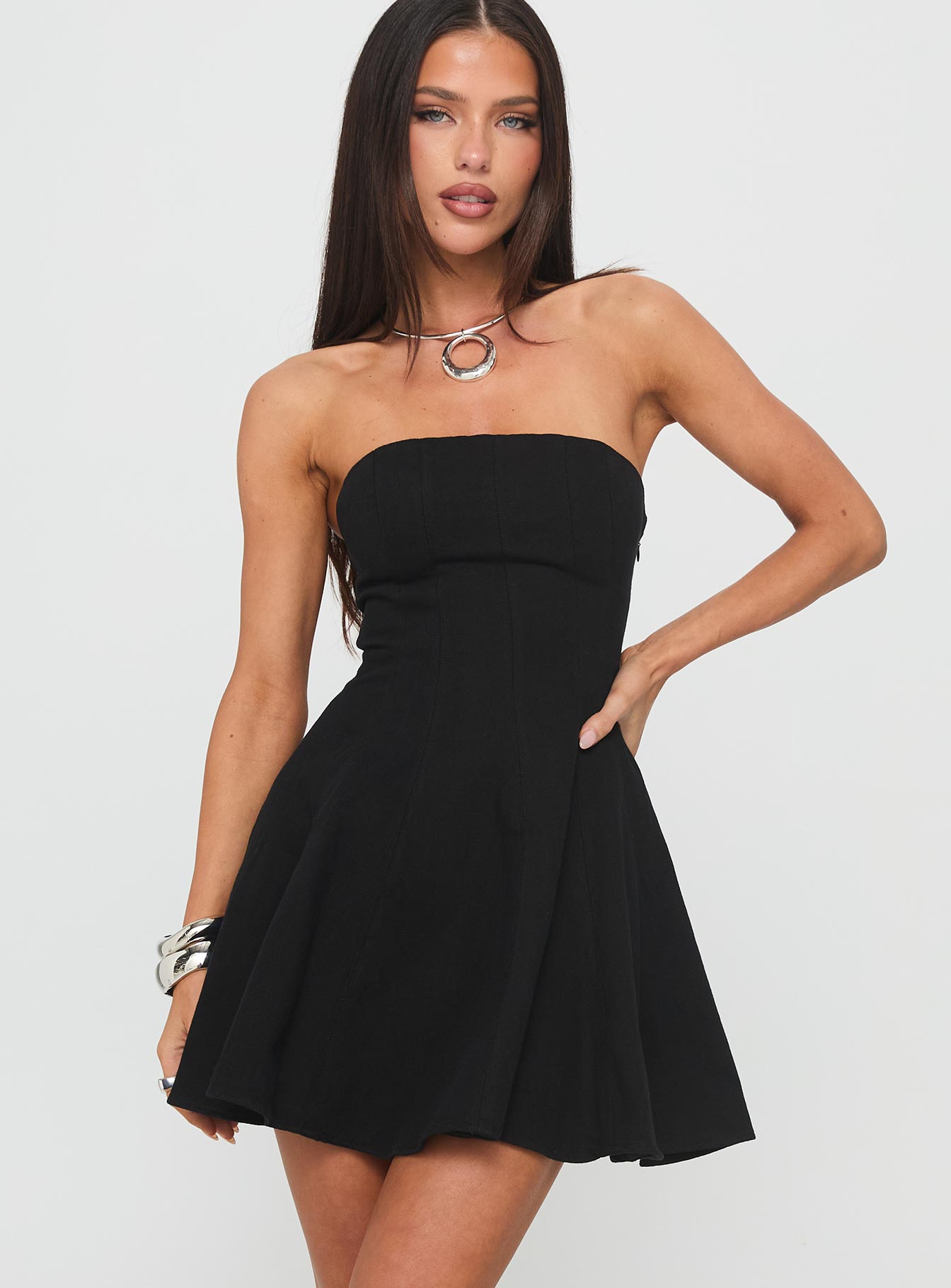Zavira Strapless Playsuit Black