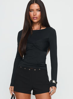 West Wing Long Sleeve Twist Bust Top Black