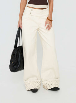 Nikoletta Foldover Jeans Cream / Polka Petite