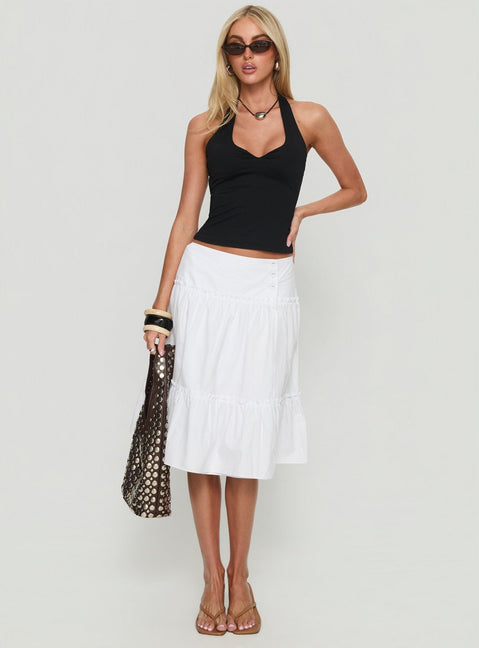 Cascades Low Rise Midi Skirt White