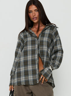 Fever Dreams Oversized Collared Shirt Check