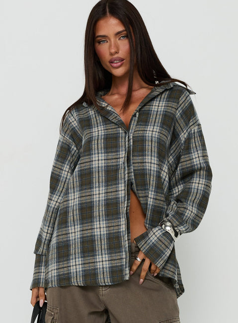Fever Dreams Oversized Collared Shirt Check