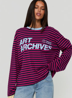 Art Archives Long Sleeve Graphic Top Multi Stripe