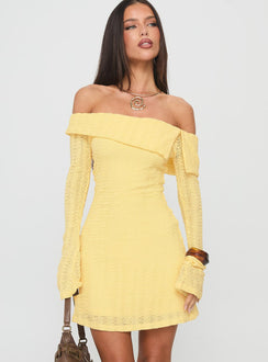 Vierra Long Sleeve Mini Dress Lemon