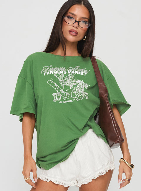 Farmers Market Oversized Graphic Tee Green