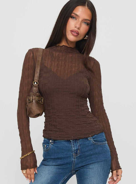 Fabiana Layered Long Sleeve Top Brown