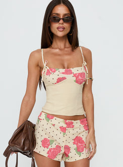 Yella Corset Top Floral Polka Dot